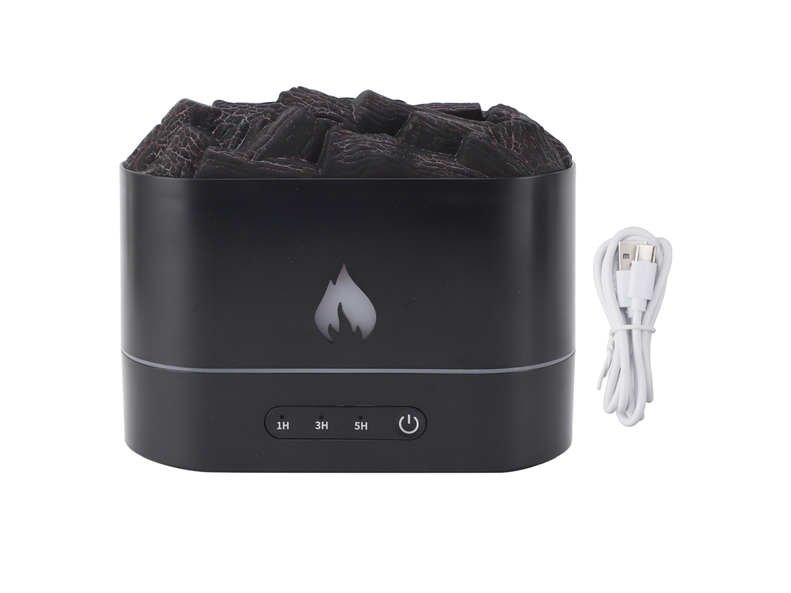 Difusor de Óleos Essenciais Vulcão com Chama Simulada 7 Cores 250ml USB | S/MARCA