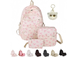 Mochila Escolar Genérica Com Estética Diferenciada Para Meninas, Conjunto De Fofa E Estilo Preppy,