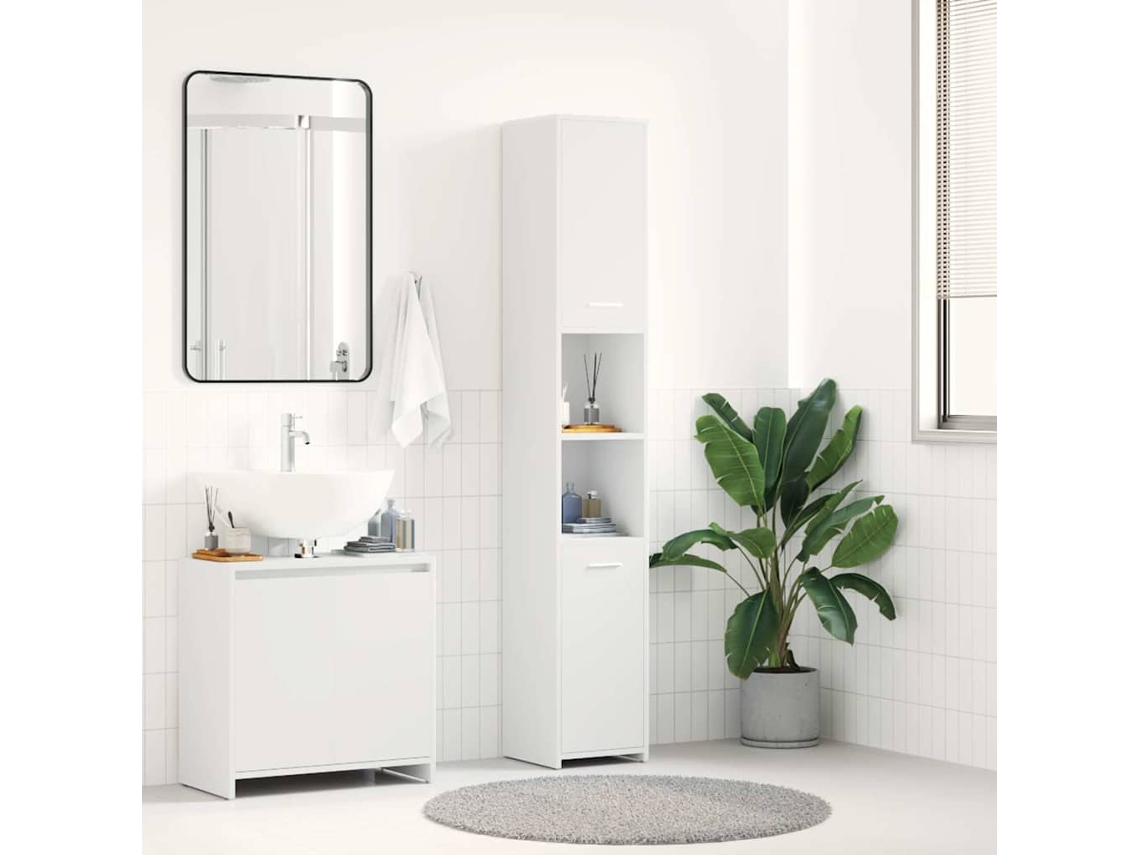 Vidaxl Armário De Casa De Banho Derivados De Madeira Branco