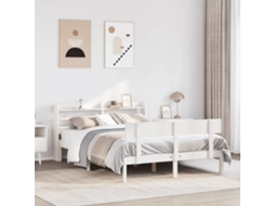 Cama Sem Colchão 120x190 Cm Madeira De Pinho Maciça Branco