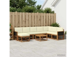 Vidaxl Conjunto De Sofás Para Exterior 9 Pcs Natural E Creme