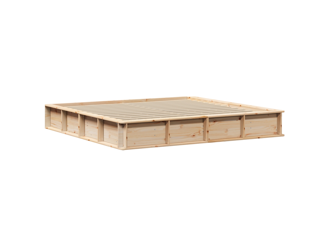 Conjunto 1 Estrutura Da Cama Vidaxl Castanho Madeira De Pinho Maciça (180 X 200 Cm)