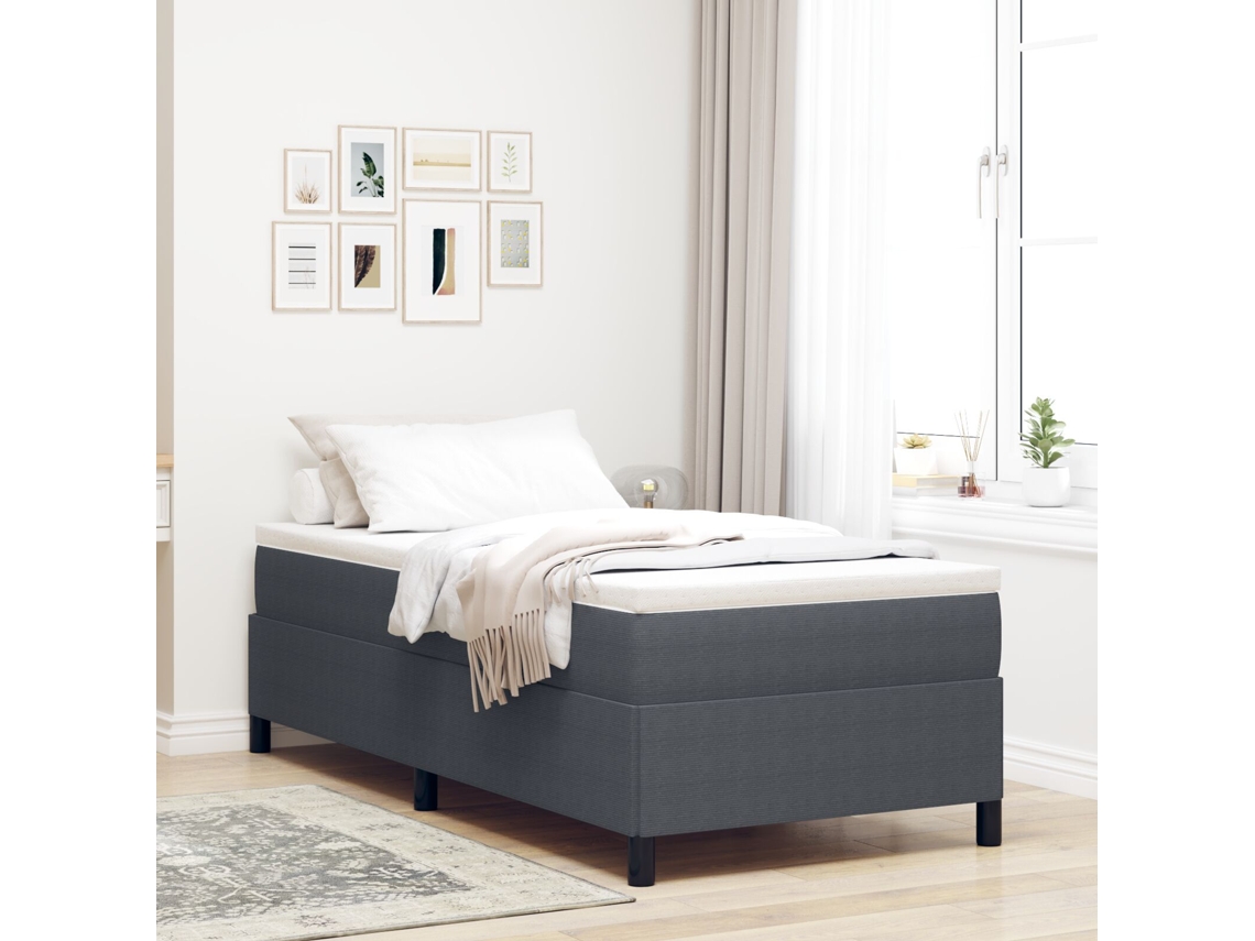 Cama Cinza Escuro 90x190 Cm Tecido Cotelê