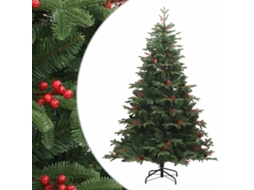 Vidaxl Árvore De Natal Artificial Articulada C/ Pinhas E Bagas 240 Cm