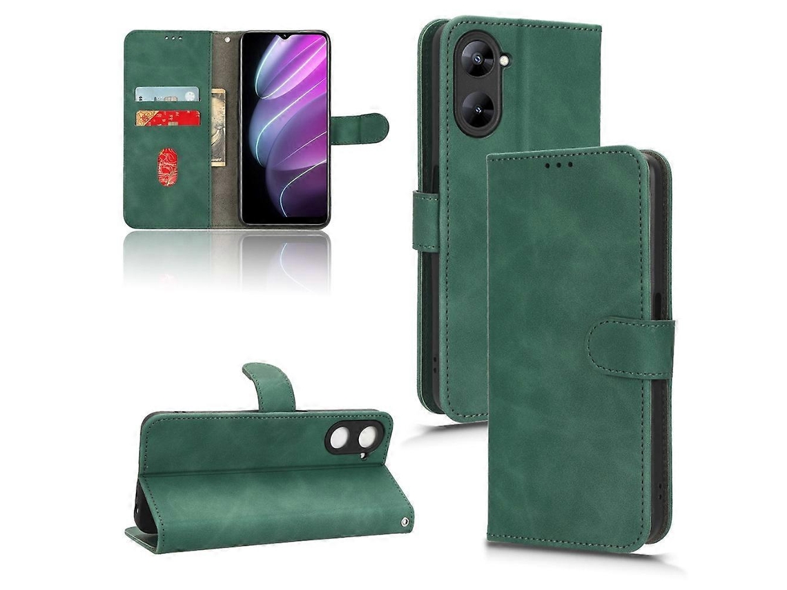 Capa De Couro Com Flip Magnético Para Realme V30 / V30t Com Sensação De Pele