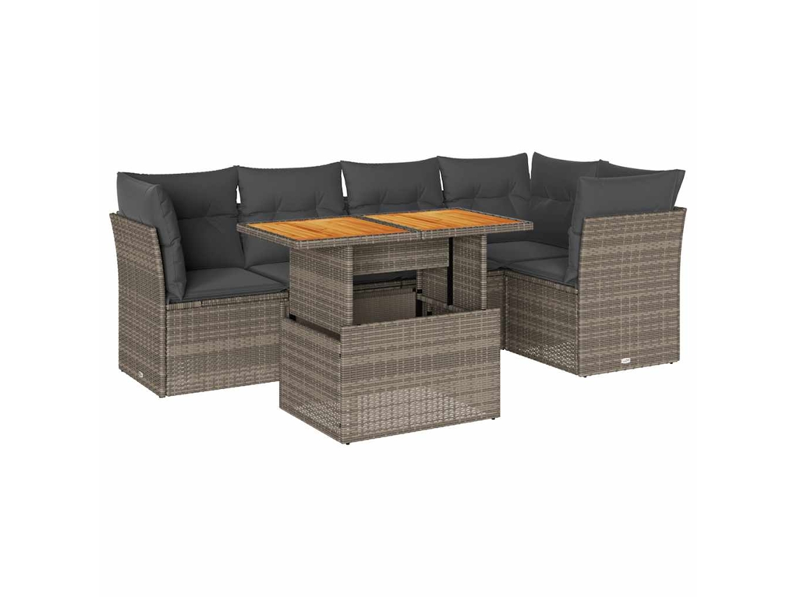 Conjunto de 6 Sofás de Jardim com Almofadões Vime Cinzento MAISON EXCLUSIVE (80x200 cm)