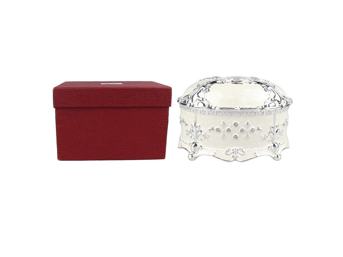 Caixa De Joias Vintage Requintada E Elegante Em Liga Metálica, Organizador De Joias Antigo Para Anéis, Brincos E Colares, Prata E Branco. Hengjian