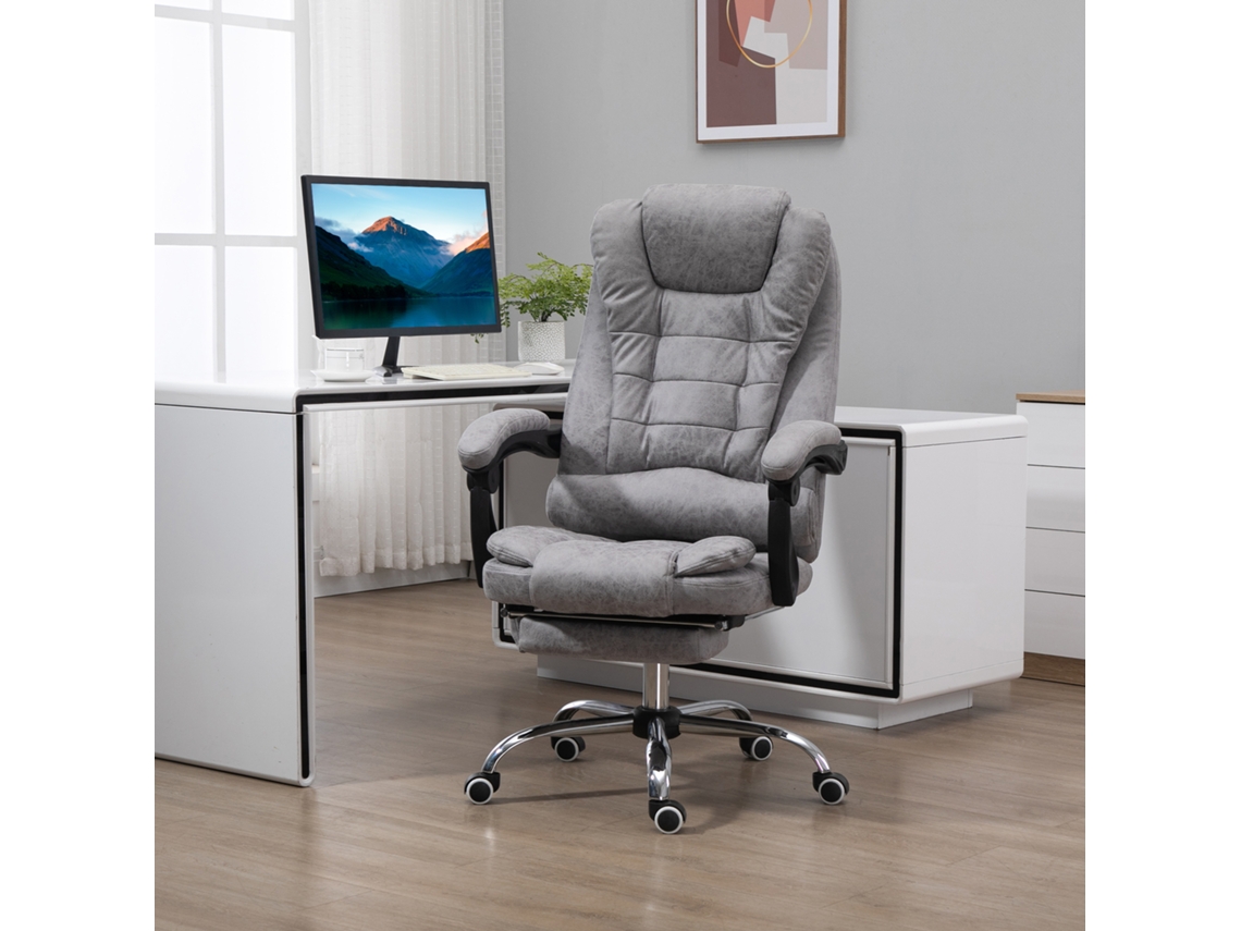 Office Chair With Massage Function, Ergonomic Desk Chair With Reclining And Warming Function, Remote Control, Gray