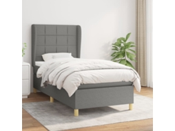 Vidaxl Cama Com Molas/colchão 90x200 Cm Tecido Cinzento-escuro