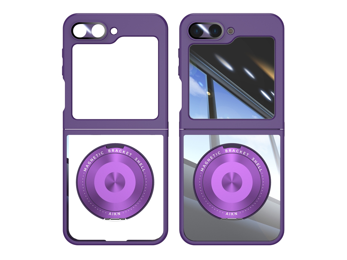Capa Para Samsung Galaxy Z Flip 7 Tpupc suporte Magnético Giratório Integrado Roxo Hexinyigjly