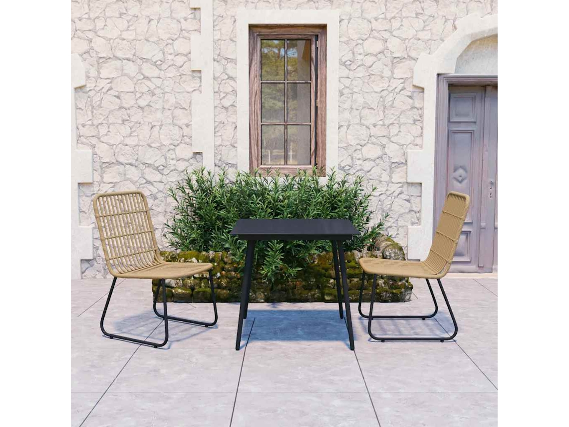 Vidaxl 3 Pcs Conjunto De Jantar Para Jardim Vime Pe E Vidro