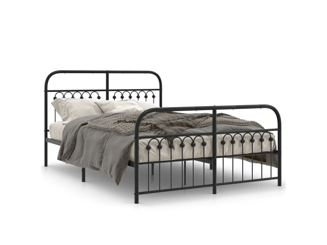 Bed Frame, Bed Frames Vidaxl Preto Aço (137 X 190 Cm)
