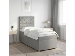 Vidaxl Cama Box Com Led E Colchão Cinzento-claro 90 X 190 Cm Tecido