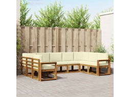 Vidaxl Conjunto De Sofás Para Exterior 9 Unid. Natural E Creme