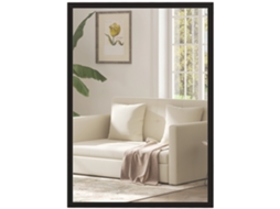 Espelho de Parede Decorativo 50x70cm Espelho Retangular Espelho de Sala com 4 Ganchos Metálicos Estilo Moderno Preto BTFORUS