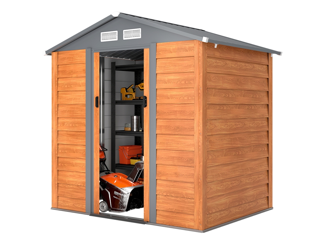 Aço E Brown Cabana De Jardim Pp Com Saídas De Ar E Base. 197x163x178-200 Cm.