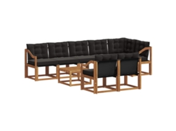 Vidaxl Conjunto De Sofás Para Exterior 9 Pcs Natural E Preto