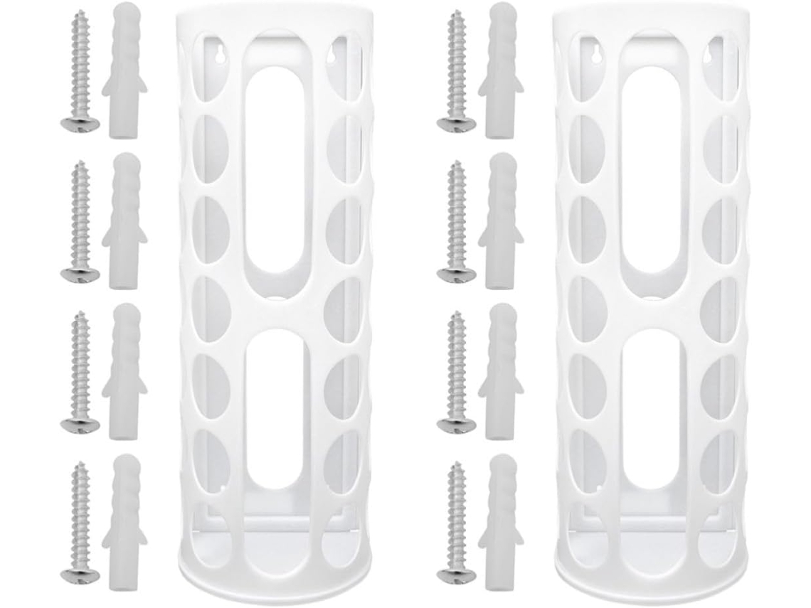 Suporte De Parede Em Plástico Branco Para Rolos Vinil, 2 Peças, 14 Furos, Armazenamento Organizado, Ideal Para Ateliês