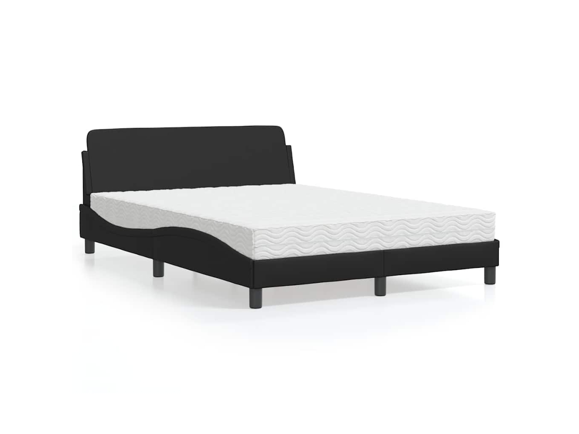 Vidaxl Cama Com Colchão Dover 120x200 Cm Couro Artificial Preto