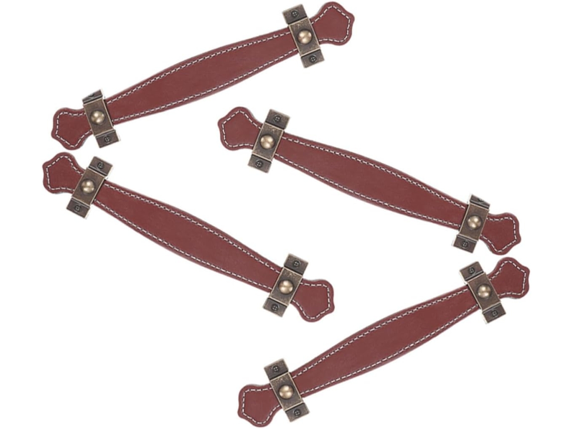 Conjunto De 4 Puxadores Kichouse Em Couro Pu E Liga Zinco Para Gavetas Armários, Ideais Para Quartos E Banheiros