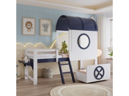 ZIWEI STORE Cômoda infantil com armário embutido e 2 gavetas com rodízios 90x200cm/140x200cm Pinho + MDF branco