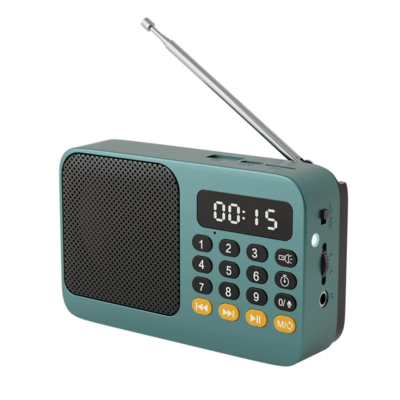 Mini Rádio Dsp Display Led Recarregável Alto falante Bluetooth Gravação de Suporte Cartão Tf Temporizador de Sono MDUG (verde)