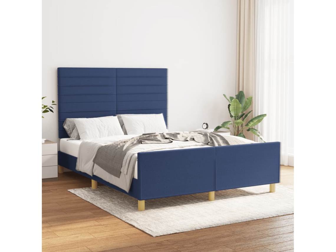 Vidaxl Estrutura De Cama Sem Colchão 140x190 Cm Tecido Azul