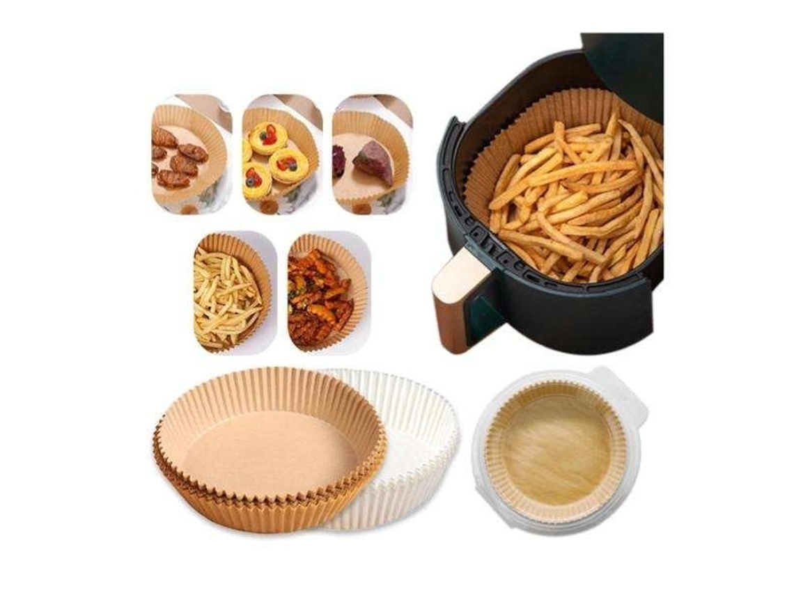 Conjunto De 100 Forros Descartáveis De Papel Manteiga Para Fritadeira A Ar, Para Cozinhar E Assar Com Limpeza Mais Simples