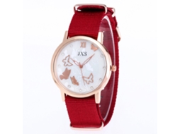 Reloj De Pulsera Analógico De Cuarzo Con Correa De Nylon Para Hombre Y Mujer (rojo)