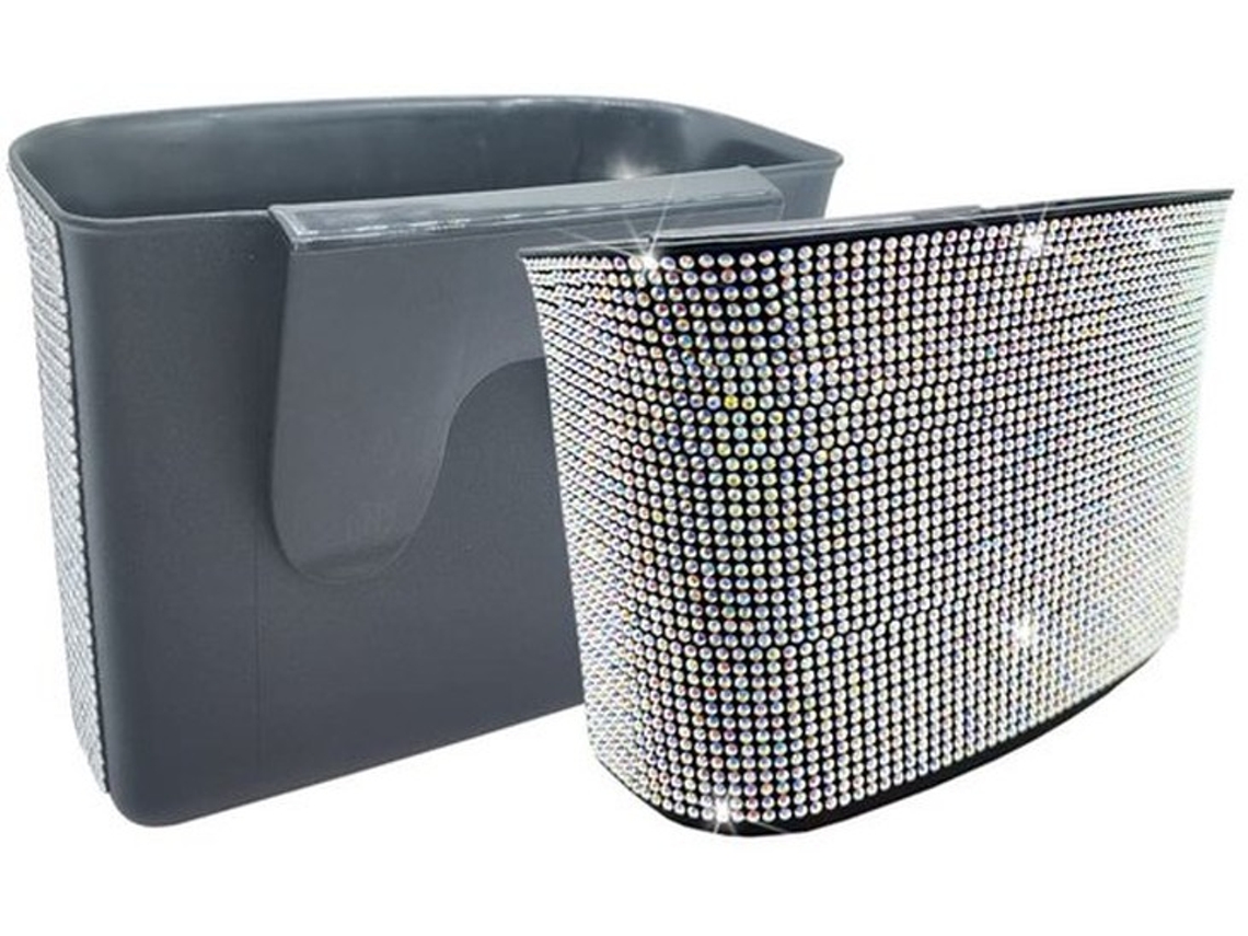 Afvalemmer Auto - Recipiente De Resíduos Suspensão - Lixeira 20 X 14 X 9 Cm - Impermeável - Durável - Estilo Decorativo Com Pedras De Cristal - Lixeir