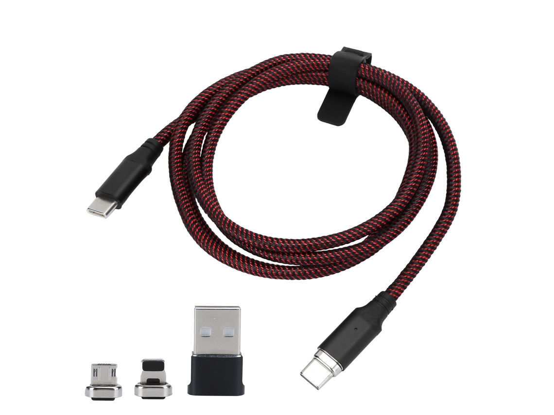Cabo De Dados Magnético 4 Em 1 100w Pd 1.2m Typec Micro Usb Ios Carregamento Rápido