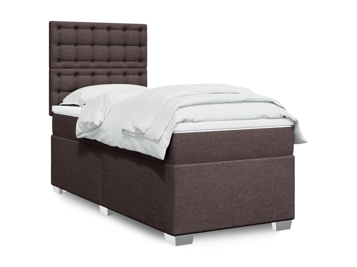 Vidaxl Cama Com Molas/colchão 90x190 Cm Tecido Castanho-escuro