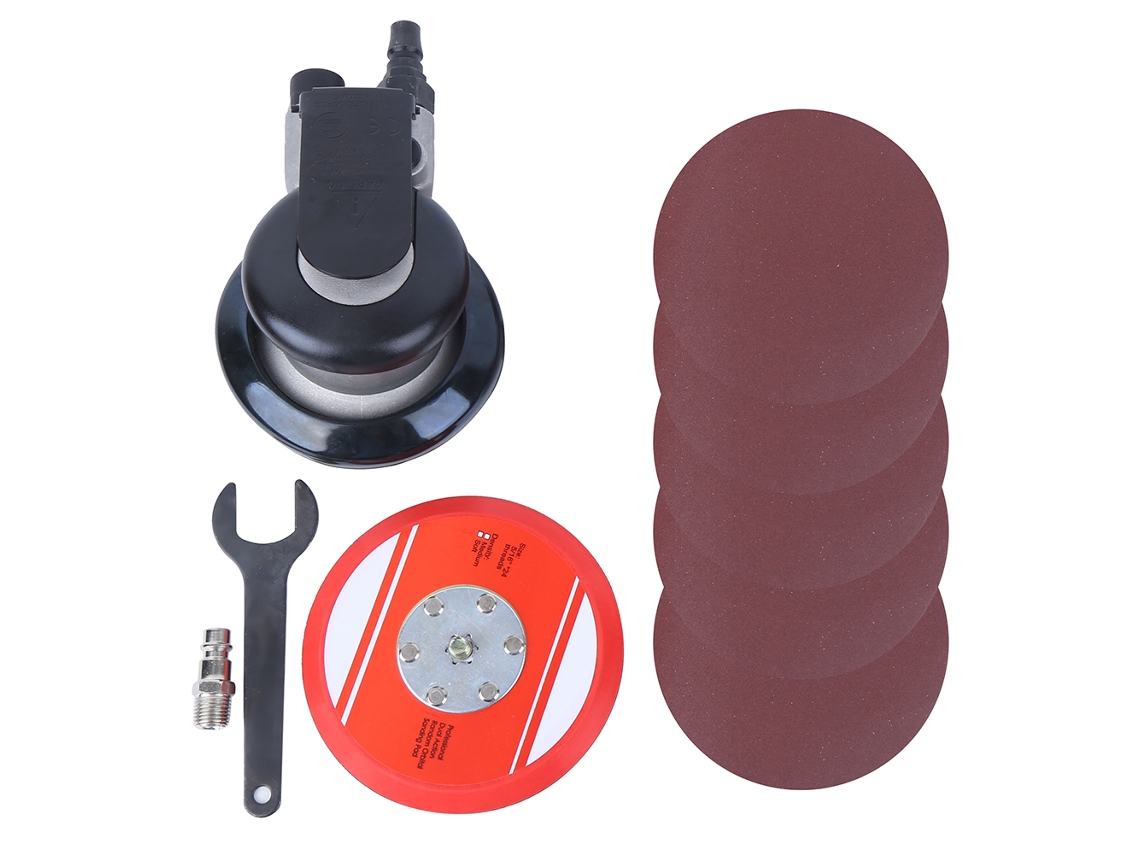 Lixadeira Pneumática 5 Polegadas 10000rpm com 5 Lixas Conector Europeu para Polimento