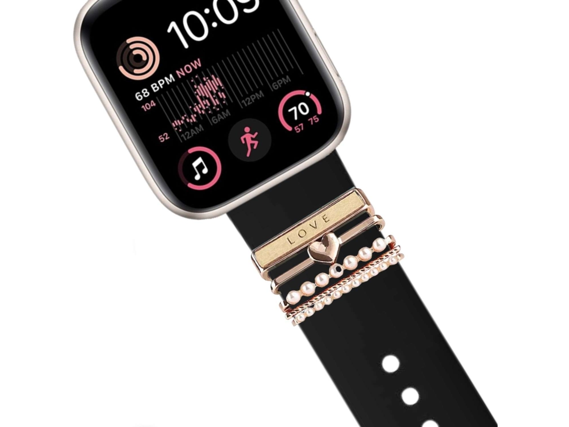 Bracelete Apple Watch Series 6 44Mm Pulseira com Adorno Love Preto