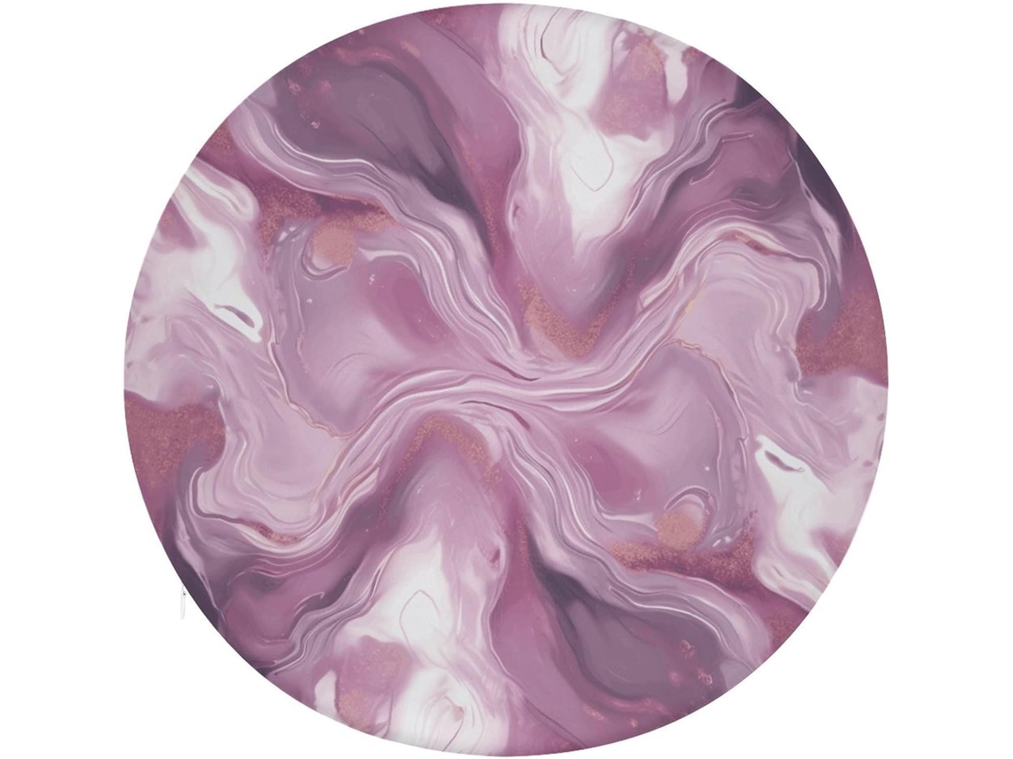 Almofada Redonda De Algodão Com Espuma Viscoelástica, Estampa De Mármore Roxo Perolado, Almofada Grossa E Macia Para