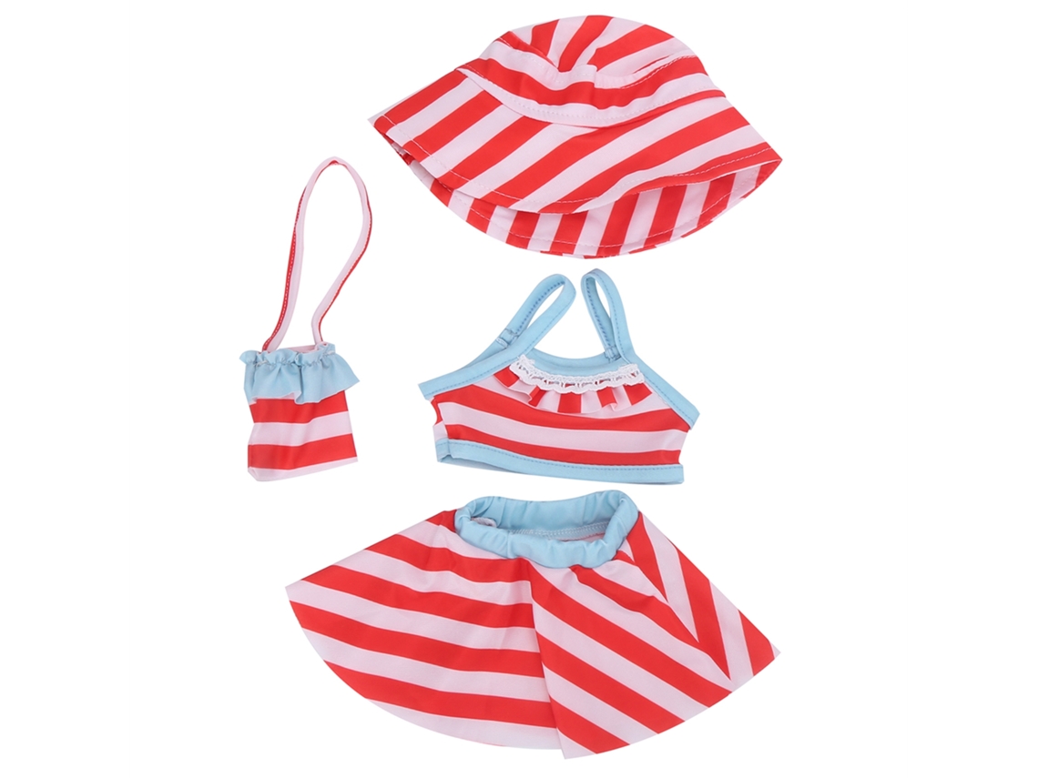 Rebe-roupas De Boneca Bebê Trajes De Banho Tops Saia Chapéu Bolsa Messenger 18 Polegadas