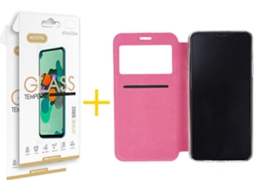 Kit Capa + Película Vidro 2X iPhone 11 Pro Max Skyhe Gandy Flip Rosa