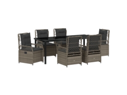 Conjunto 7 De Jantar De Jardim De Vidaxl Cinzas Em Vime Pe