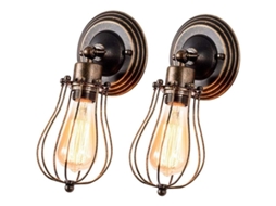 Lâmpada De Parede Vintage Industrial Ajustável Com Jaula De Metal Rústica Para Lar Café Restaurante