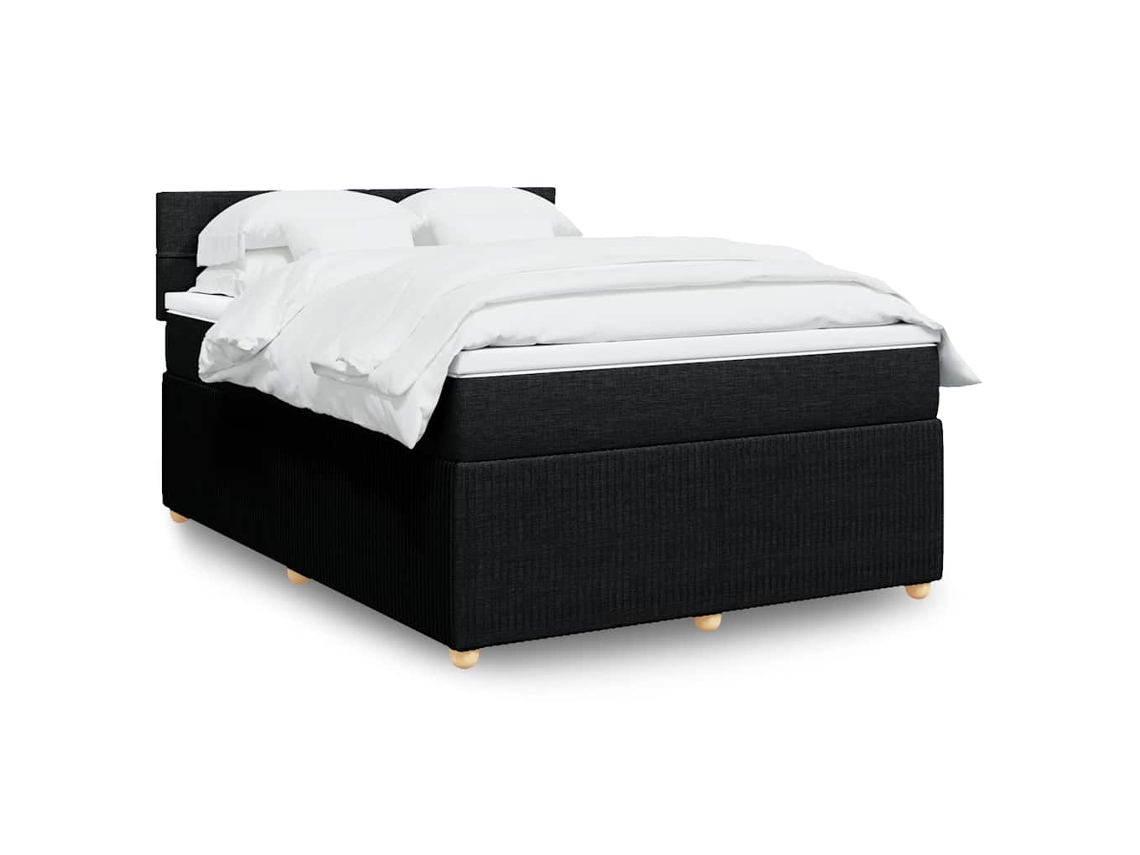 Vidaxl Cama Com Molas/colchão 140x200 Cm Tecido Preto
