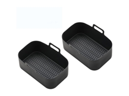 Bandejas Para Fritadeira A Ar, De Silicone, Pretas(pacote Com 2)