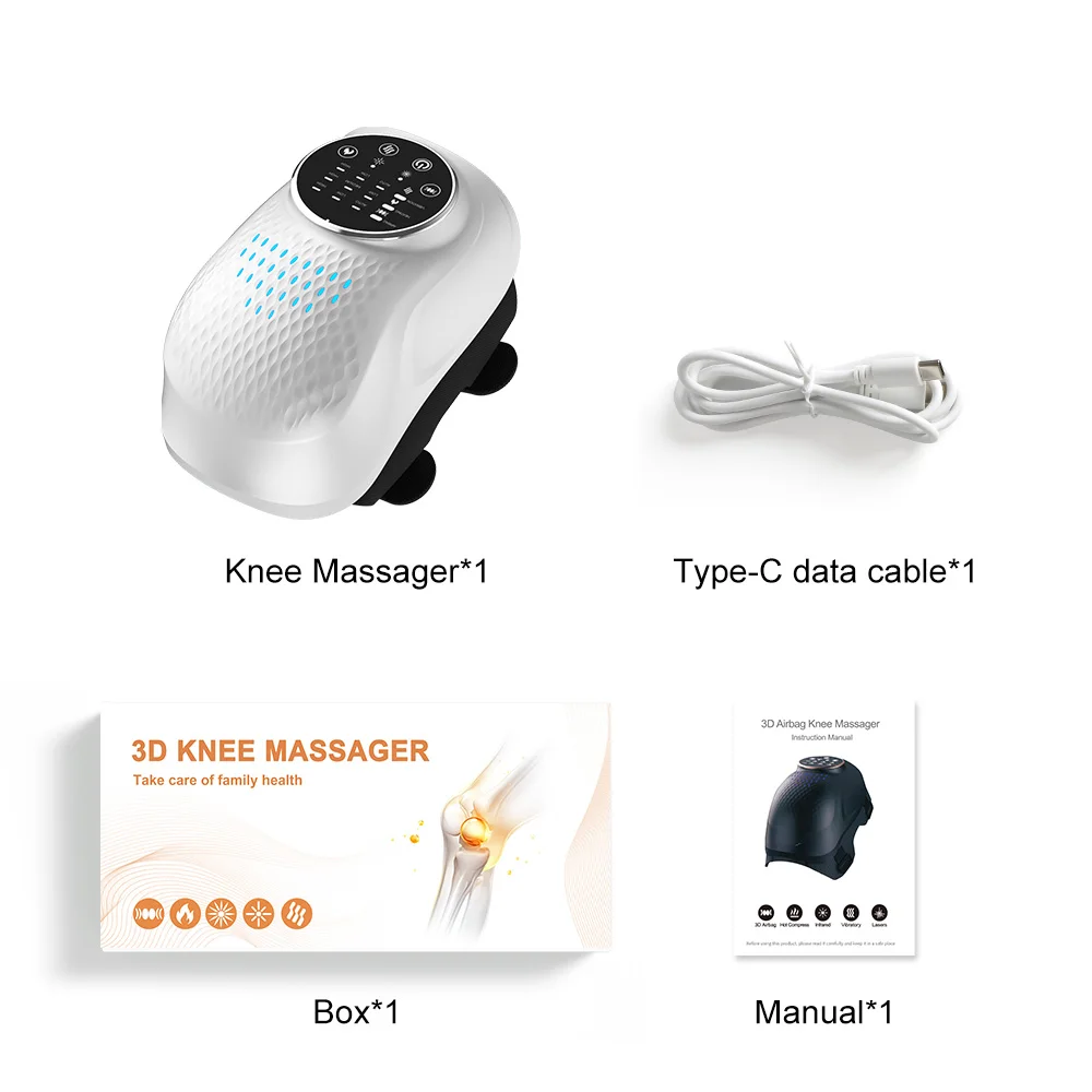 Massageador De Joelho Multifuncional Inteligente Sem Fio (branco), Com Vibração, Aquecimento E Função Pneumática Para Cuidados Com Os Joelhos.