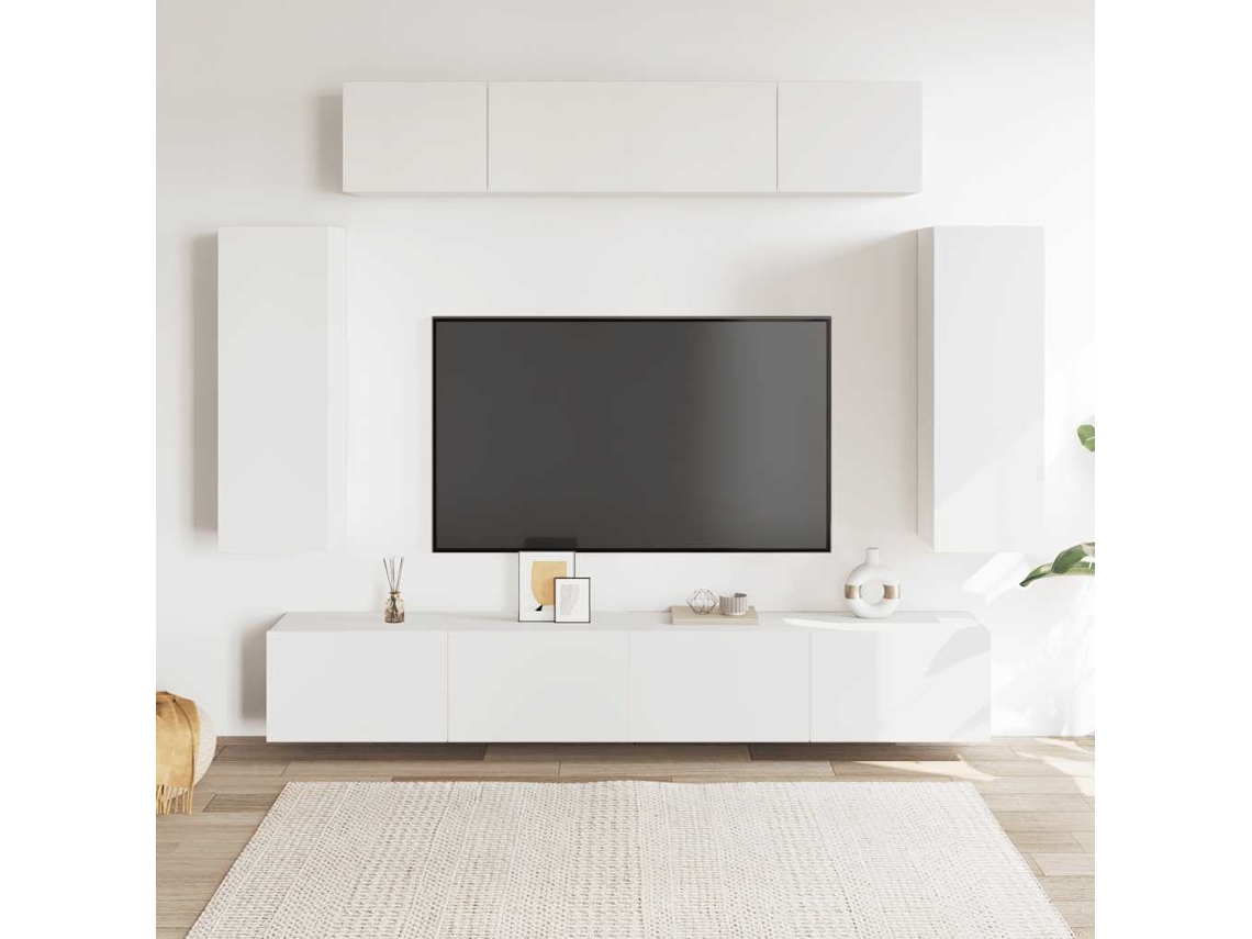 Vidaxl 6 Pcs Conjunto De Móveis De Tv Derivados De Madeira Branco