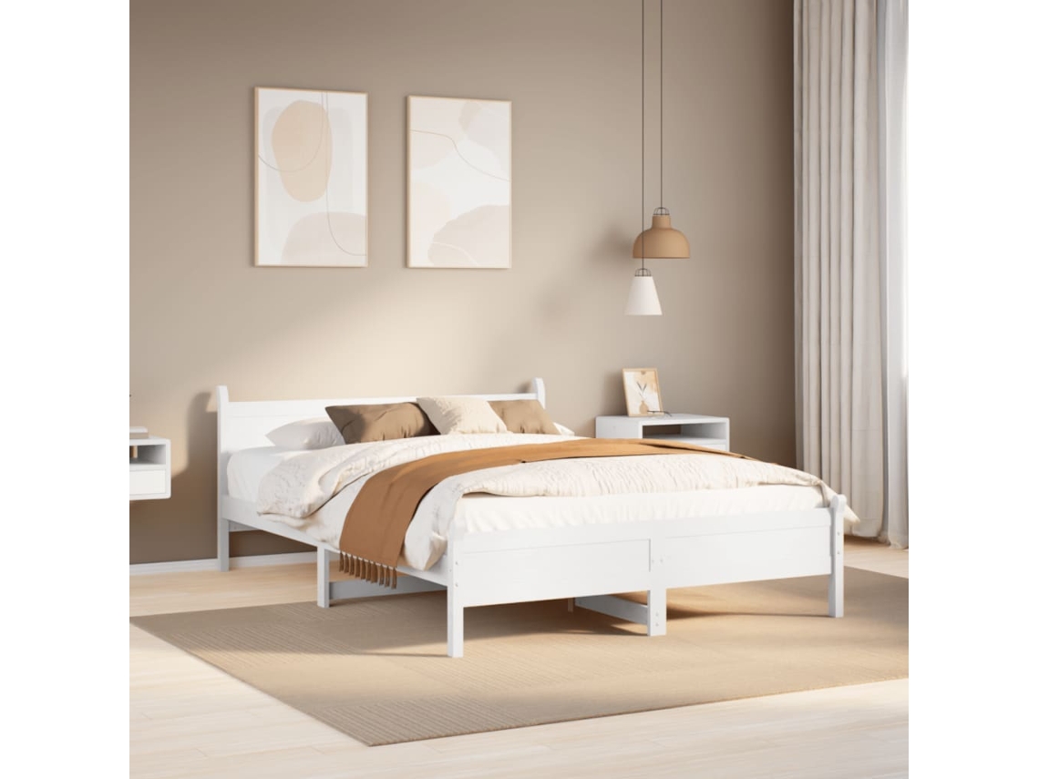 Vidaxl Cama Sem Colchão 120x200 Cm Madeira De Pinho Maciça Branco