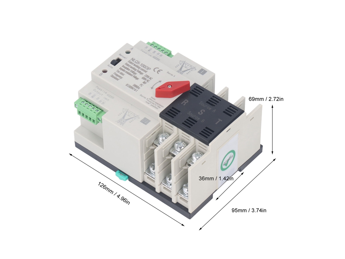 Interruptor De Transferência Automática Laxiscreed 3p Para Duas Fontes De Energia, Contatos De Prata, 220v