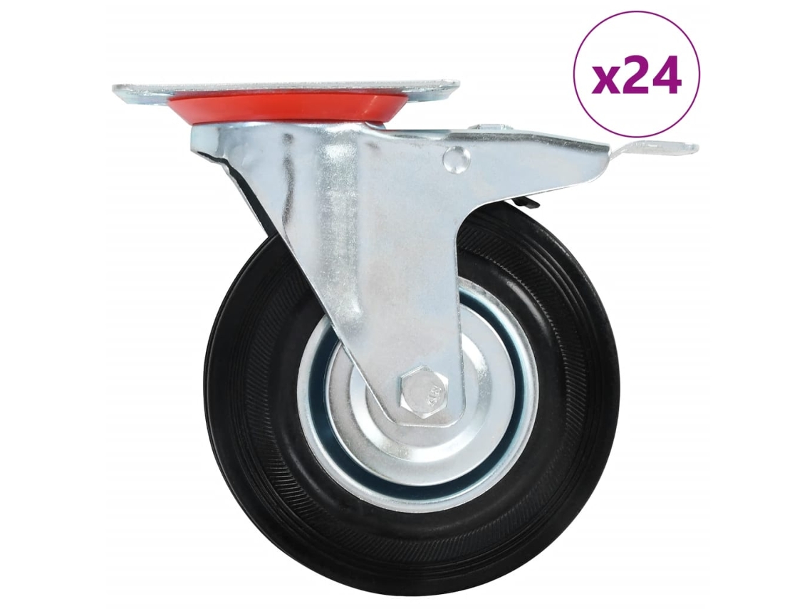 Vidaxl 24 Pcs Rodas Giratórias 125 Mm