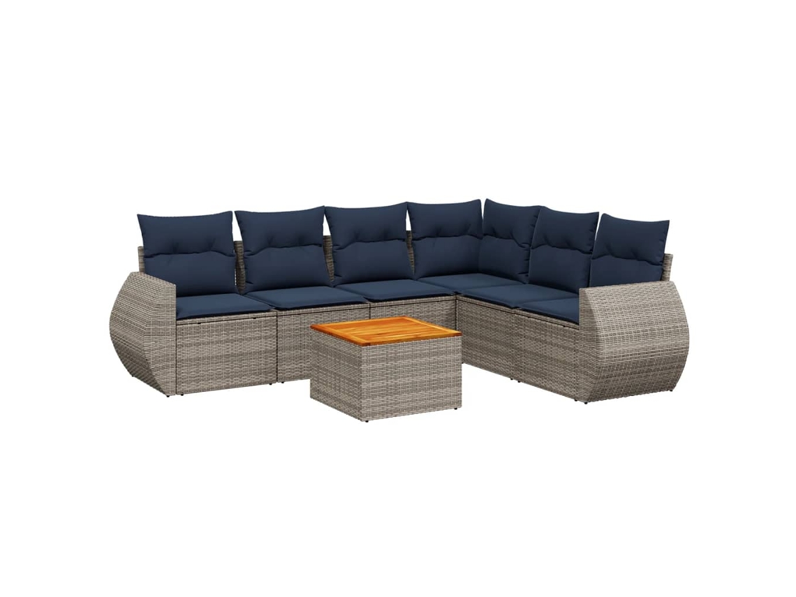 Conjunto de Sofá de Jardim, 7 Peças, Almofadas, Rattan Cinza MAISON EXCLUSIVE