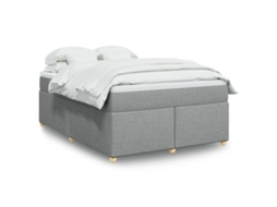 Vidaxl Cama Com Molas/colchão 140x190 Cm Tecido Cinzento-claro