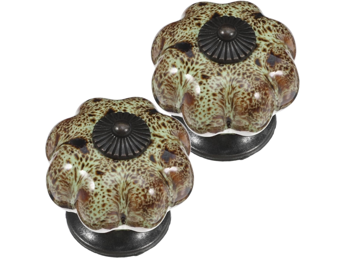 Conjunto De 2 Puxadores Cerâmica Com Estampa Leopardo Para Armários Cozinha, Com Esmalte Colorido E Parafusos, Para