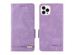 Capa Em Couro Pu Com Suporte Para Apple Iphone 16 Pro Max - Cor Roxo